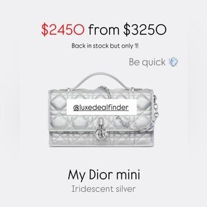 NWOT authentic My Dior mini bag in silver
